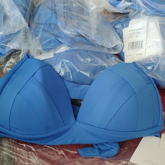 La Blanca Women's Keyhole Banded Push-up Bra Bikini Top, China Blue, 8 - Picture 4 of 9